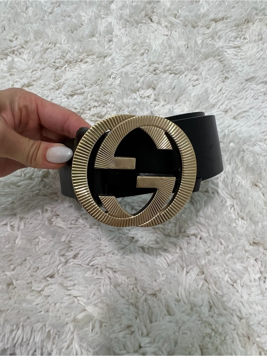 Gucci Accessories - Gucci Black Leather Belt with Gold Double G Buckle Size 85